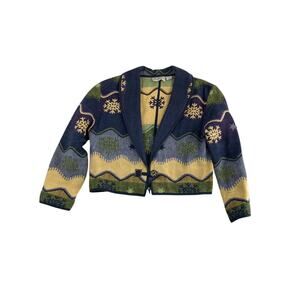 Flashback Snowflake Jacket Vintage Large Woven Western Blue Yellow Green Bolero